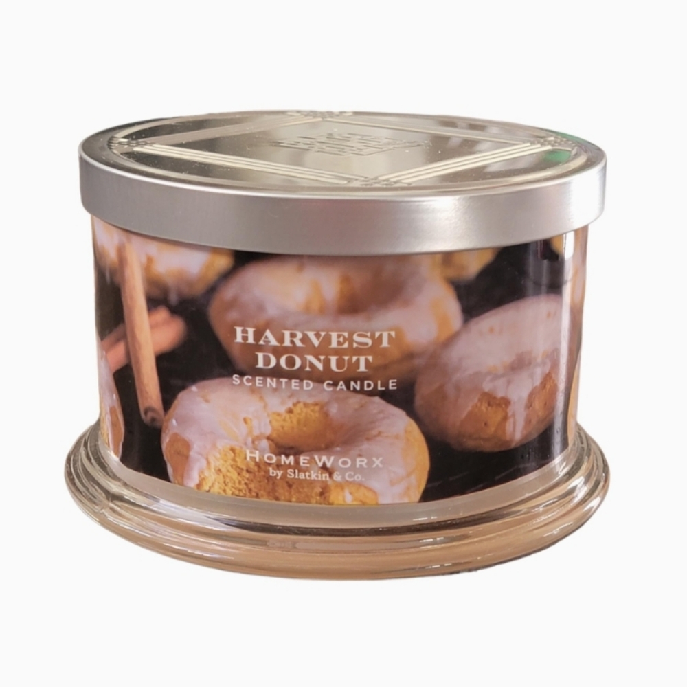 🆕HARRY SLATKIN Deliciously Scented Harvest Donut Candle, Homeworx 4-Wicks 18oz